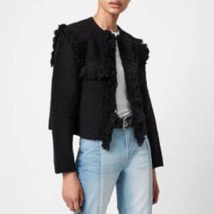 AllSaints Black Textured Open-Front Jacket